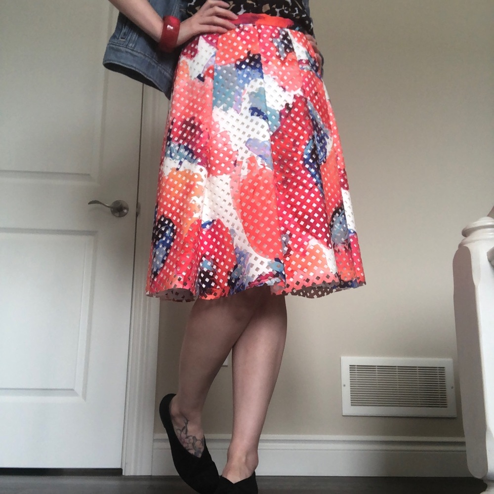 Trina Turk Poppy Perforated Skirt Floral